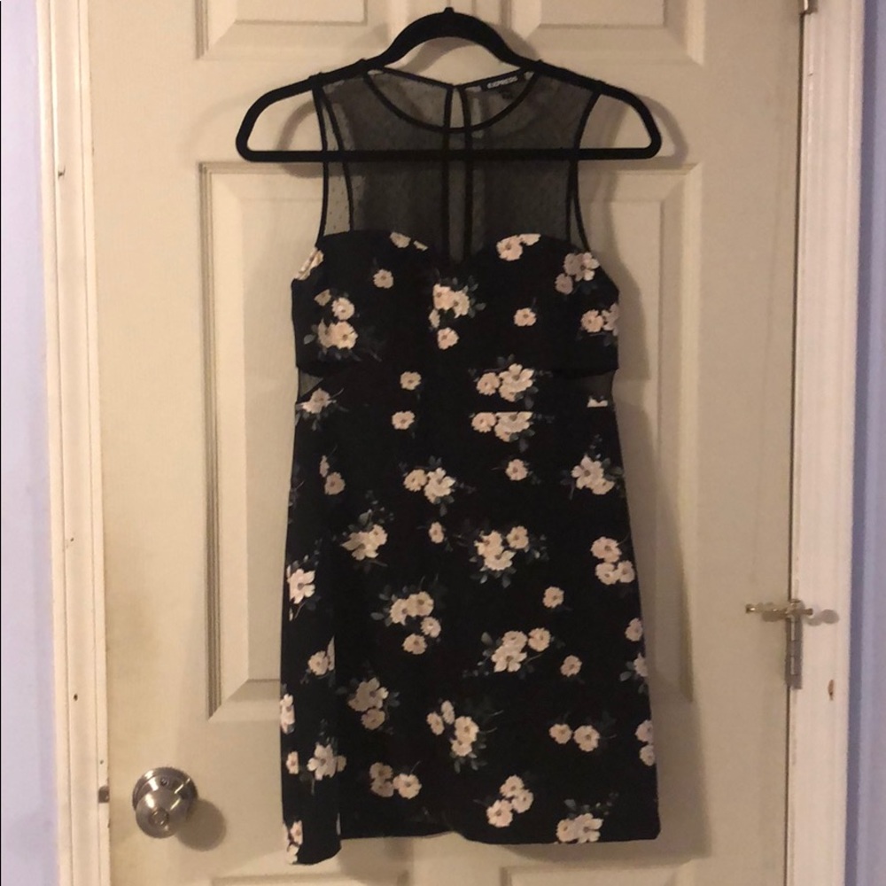 Floral cut out mini dress